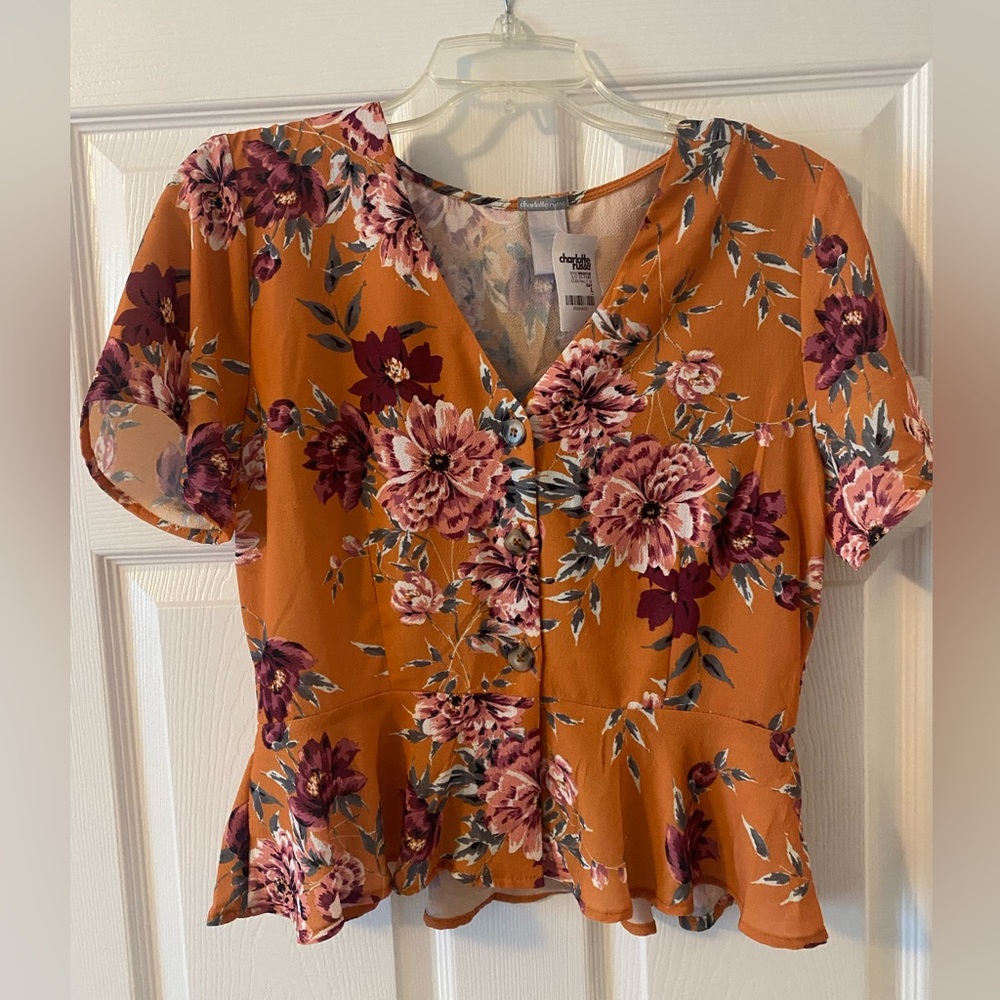Charlotte Russe Button Down Crop Top